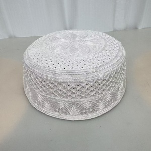 Men's New <b>Summer</b> Muslim Hat Casual and Versatile Round <b>Flat</b>-Top Mesh <b>Cap</b> with Geometric Pattern Ethnic Style - Product Image 4