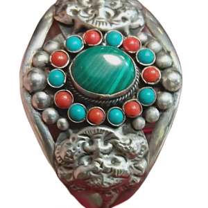 Asthamangal Men's Traditional Look <b>Copper</b> Alloy Antique Bronze Plated Fashion <b>Bracelets</b> & Bangles Multi Color Stone Set Gift - Product Image 6