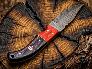 Handforged Damascus Steel Hunting <b>Knife</b> | Carbon Steel Fixed Blade Camping <b>EDC</b> Outdoor <b>Knife</b> Pakkawood Handle Leather Sheath - Product Image 4