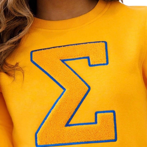 Sweat-shirt en chenille Sigma Gamma Rho pour femme, broderie dorée, mélange de coton, manches longues, coupe décontractée et élégante - Product Image 5