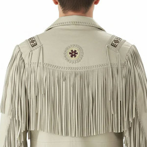 Authentic Vintage Western Cowboy Real <b>Suede</b> Leather <b>Jacket</b> with Fringe and Beaded for Sale Classic Style and Durability - Product Image 6