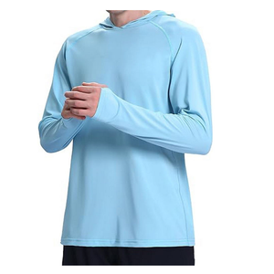 High Quality Men's UPF 50+ Hoodie <b>Long</b> <b>Sleeve</b> <b>Shirts</b> UV Protection <b>Shirt</b> SPF Rash Guard Quick Dry Hooded <b>Compression</b> <b>Shirts</b> - Product Image 5