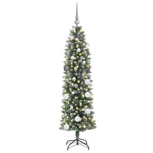 Árbol de Navidad Artificial Delgado Verde y Blanco de 59.06 Pulgadas - Product Image 3