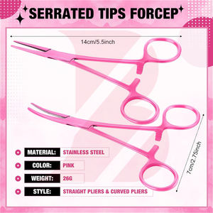 Instrumentos Quirúrgicos Reutilizables, Acero Inoxidable, 2 Piezas, Color Rosa, Forma Recta y Curva, Pinzas Hemostáticas Kelly Hechas a Medida - Product Image 4