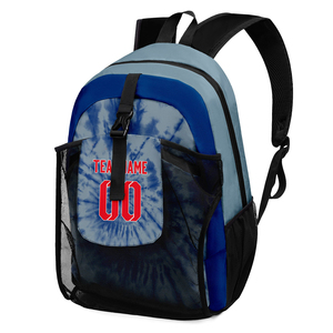 Sac à dos de sport tie-dye personnalisable unisexe en nylon 20-36L avec fermeture éclair, sangles réglables, poches en maille, style décontracté - Product Image 3