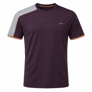 Premium Mens Plum Ice <b>Grey</b> Asymmetric Shoulder Jersey <b>T</b>-<b>Shirt</b> with Copper Trim Quick Dry & Breathable for Casual Sportswear - Product Image 1