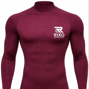 Wholesale Customized Front Logo Men Knitted <b>Compression</b> <b>Shirts</b> Long Sleeve Breathable Eco-Friendly Quick Dry Spandex/Polyester - Product Image 1