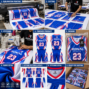 Conjunto de Camiseta de Baloncesto RONAL SPORTS Sublimada con Cuello en V, Sin Mangas, Absorbente de Humedad, Uniforme para Adultos, Todas las Temporadas, Estampado Geométrico - Product Image 6