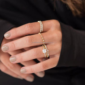 Igi/gia แล็บตัดเพชรวินเทจ14K สีเหลืองแหวนแต่งงาน/งานหมั้นใส่ได้ทั้งชายและหญิงสีขาวทองคุณภาพดีสำหรับงานปาร์ตี้ครบรอบ-คุ้มค่า - Product Image 2