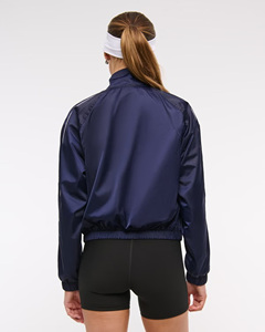 Veste coupe-vent bleu marine pour femme, manches longues, fermeture éclair, col montant, respirante, en polyester, pour l'automne - Product Image 5