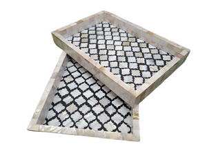 Premium Handmade Bone Inlay and Mother of Pearl Tray Finest Quality Decorative Tray for Coffee Tea Snacks, and Home Entertaining - Product Image 4