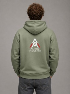 เสื้อฮู้ดผู้ชาย Aliroz Industry สีเขียวมะกอกล้วน ผ้าฝ้ายเฟรนช์เทอร์รี่ สวมใส่สบายๆ ในฤดูใบไม้ร่วง ดีไซน์กระเป๋าโลโก้ด้านหน้า - Product Image 2