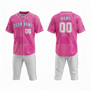 Ensemble d'uniformes de baseball personnalisés, maillot à manches courtes et pantalon imprimés par transfert thermique, polyester respirant, vêtements d'entraînement et de match pour équipe - Product Image 5