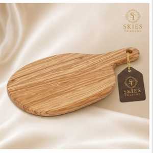 Planche de service ovale en bois de qualité supérieure, grain naturel, avec poignée, pour pain et fromage - Product Image 4