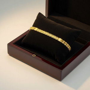 Pulsera de Cadena de Eslabones Chapada en Oro para Hombre, Pulsera con Patrón Elegante para Hombre, Joyería de Moda, Cadena Brillante para la Muñeca, Regalo para Él - Product Image 1