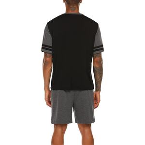 Ensemble de survêtement décontracté pour homme en coton 100 % écologique, t-shirt à manches courtes et col en V, short, streetwear personnalisé pour l'été - Product Image 4