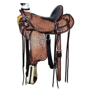 Premium Hand <b>Tooled</b> Western Horse Saddle Genuine <b>Leather</b> Ranch Trail Riding Cowboy Equestrian Tack Floral Carved Comfort Seat - Product Image 2