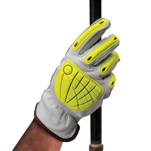 Guantes de trabajo de cuero de alta calidad, resistentes a impactos, de piel de cabra de grano completo, con protección TPR contra impactos, nivel de corte A7 - Product Image 3