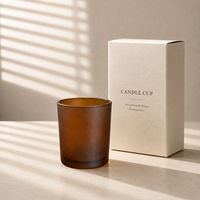 Contenants en verre de luxe personnalisés, brun givré, coupelles à bougies en verre, coupelles parfumées pour hôtel avec logo imprimable