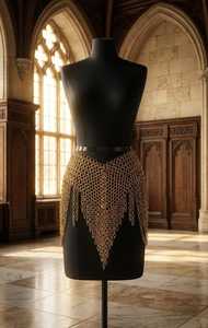 Armure en maille d'aluminium plaqué argent, faite à la main, forme irrégulière, style antique et moderne, soudée, artisanat métallique de mode pour vêtements - Product Image 2