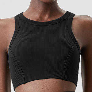 Débardeur court sans manches personnalisé pour femme, col rond, coupe ajustée, bas arrondi, idéal pour le fitness – Vente en gros - Product Image 2