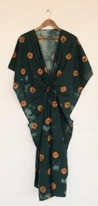 Tela de Alta Calidad Ecológica 100% Algodón con Encaje, Tie Dye, Estilo Bohemio, para Kaftán, Largo Maxi, Cintura Elástica, Cuello en V, Hecha a Mano, Transpirable - Product Image 6