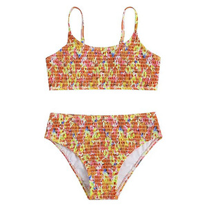 Traje de Baño de Dos Piezas para Mujer, Top de Bikini con Braguitas de Cintura Alta con Estampado Floral Digital, Elástico, de Spandex y Poliéster, para la Playa - Product Image 6