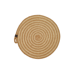 Handcrafted Braided Jute Dining Mat Set Two-Tone Spiral Oval <b>Table</b> <b>Runner</b> <b>Round</b> Placemats with Hanging Loop Wholesale - Product Image 1