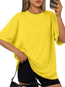 เสื้อยืดคอกลมแขนสั้นทรงโอเวอร์ไซส์สำหรับผู้หญิง สีพื้น ทรงหลวม สวมใส่สบาย ผลิตจากผ้าฝ้ายเจอร์ซีย์ถัก เหมาะสำหรับทุกฤดูกาล - Product Image 2