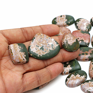 Gema de Jaspe Oceánico, Corte Facetado, Cabujón de Diseño, Jaspe Natural Semiprecioso, Lote de Gemas Sueltas para Joyería de Diseño - Product Image 1