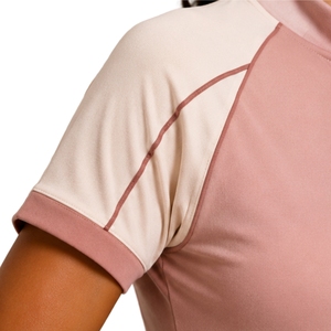 Dusty Pink Beige Womens Half Zip Sports T Shirt And <b>Shorts</b> Set Quick Dry <b>Short</b> Sleeve Activewear Gym Fitness Running Training - Product Image 5
