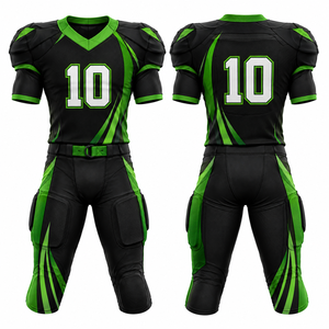 Ensemble d'uniformes de football américain personnalisés en polyester, col en V, manches courtes, tissu respirant, pantalon ajusté, adulte - Product Image 4