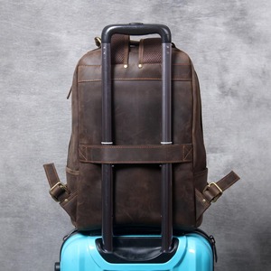 Padded Laptop Leather <b>Backpack</b> <b>Waterproof</b> Anti-Theft Vintage Rucksack Genuine Leather Travel Gear LBP-0458 - Product Image 3