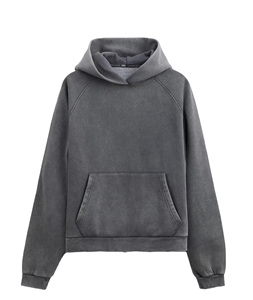 Sudadera con capucha raglán de alta calidad para hombre, color carbón, con lavado mineral, dobladillo desgastado, estilo urbano, forro polar premium, al por mayor - Product Image 5
