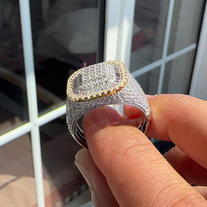 Anillo Champion con Incrustaciones de Moissanita Baguette, Plata de Ley 925, Anillo de Compromiso y Boda, Estilo Hip Hop, Bañado en Rodio, para Hombre - Product Image 4