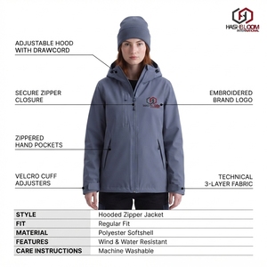 Chaqueta de Invierno con Capucha para Mujer, Estilo Bomber, Exterior de Cuero PU, Color Sólido, Poliéster, Cierre de Cremallera, Logotipo Frontal, Estilo Utilitario - Product Image 5