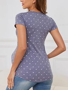 T-shirt de maternité en coton à manches courtes pour femme, respirant, imprimé, sur mesure, pour l'allaitement et la grossesse, vente en gros - Product Image 3