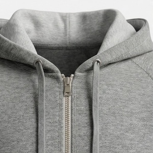 Men's Gray Hooded <b>Zip</b>-<b>Up</b> Sweatshirt Full Sleeve Casual Solid Color Cotton Tracksuit <b>Top</b> with Side Pockets Autumn Wear - Product Image 4