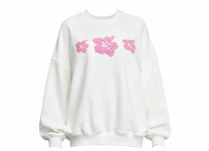 Sudadera con capucha oversize para mujer con diseño personalizado, estilo casual de invierno, mangas raglán, bordado floral y estampado tejido. - Product Image 6