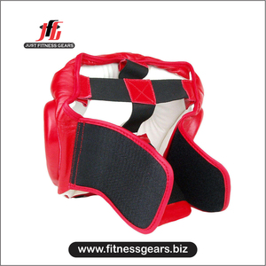 หมวกป้องกันศีรษะสำหรับชกมวย หนัง PU ระบายอากาศได้ดี สีแดงดำ สำหรับผู้ใหญ่ทุกเพศ ขนาดมาตรฐาน ปิดด้วยแถบตีนตุ๊กแก - Product Image 5