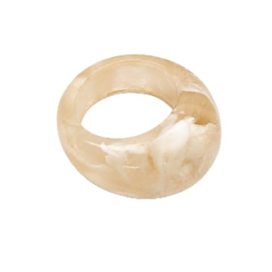 FAIZA CRAFT Bague en résine polie faite à la main, couleur crème beige, modèle rond, thème ange, bijou fantaisie unisexe - Product Image 2