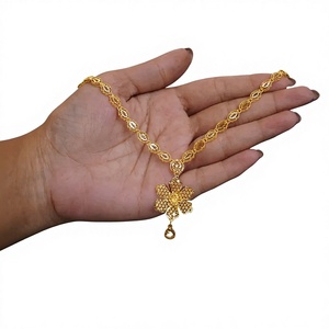 Collier fleur en or massif 22 carats exquis pour femme, bijou traditionnel indien en filigrane, collier en or pur fin - Product Image 2