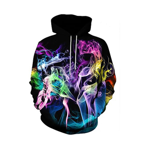 Sudadera con Capucha para Hombre, Estampado 3D de Humo Colorido, Corte Regular, Estilo Informal para Otoño, Sublimada, Tejido de Poliéster - Product Image 1
