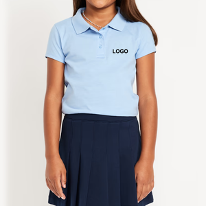 เสื้อโปโลเด็กนักเรียนแขนสั้นผ้าปิเก้สีฟ้าอ่อนพร้อมโลโก้แบบกำหนดเอง - Product Image 1