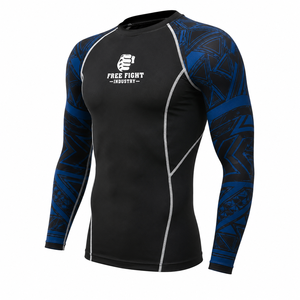 Rashguard à manches longues pour homme Free Fight Industry, noir, séchage rapide, respirant, écologique, UPF50+, antibactérien, 140g, MMA BJJ - Product Image 5