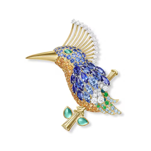 Broche de luxe en saphir et diamant en forme de mésange, bijoux fins pour femmes, cadeau - Product Image 1