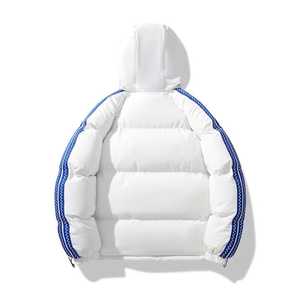 Blouson matelassé à capuche pour homme, coupe-vent, décontracté, hiver, rembourrage épais en polyester, fermeture éclair avant, motif à carreaux, patchwork - Product Image 2