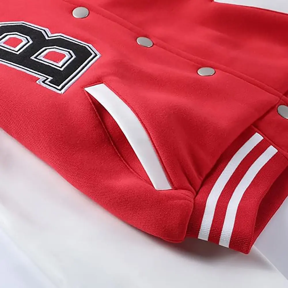 Crop jaket Bomber bisbol wanita, jaket Bomber Baseball Universitas merah muda ramping, jaket bordir kustom untuk wanita, jaket kuliah