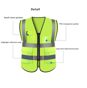 Chaleco de Seguridad Reflectante con Logotipo de Construcción, Alta Visibilidad, con Bolsillos y Cremallera, para Ingenieros, ¡Ordene Ahora! - Product Image 3