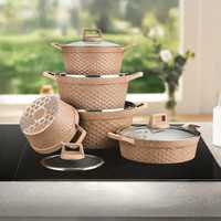 Cocotte en fonte émaillée avec couvercle, poignée en bois antiadhésive, compatible lave-vaisselle et four, pour soupes, ragoûts, braisages, induction et gaz